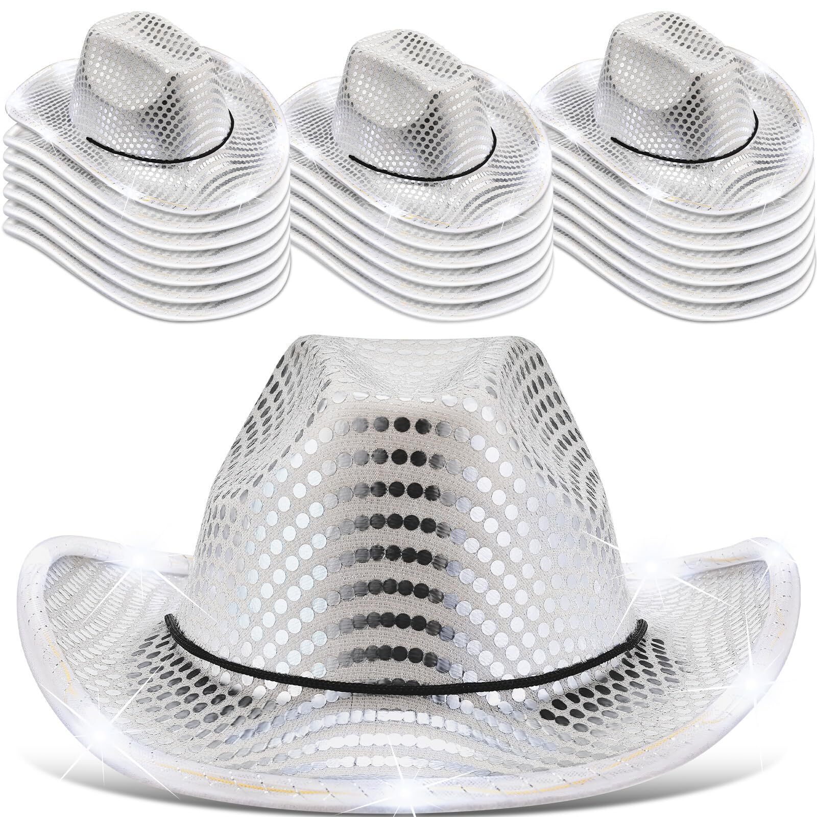 5388 20 Pack Lights Cowboy Cowgirl Hat Led Flashing Light Up